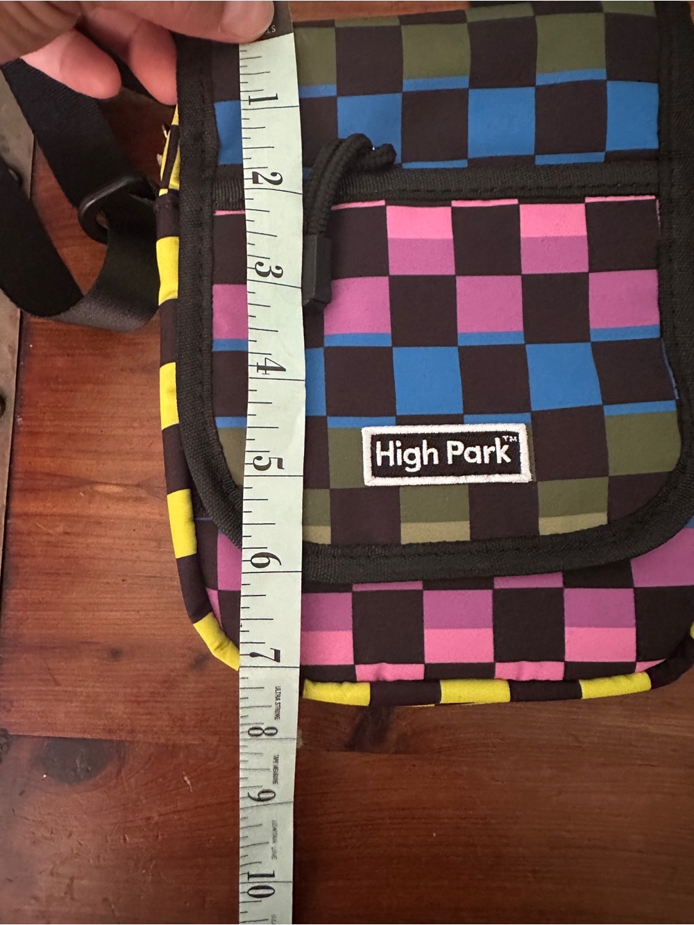 Multicolor Checkered Crossbody Bag - Blue/Pink/Green - Picture 6 of 6